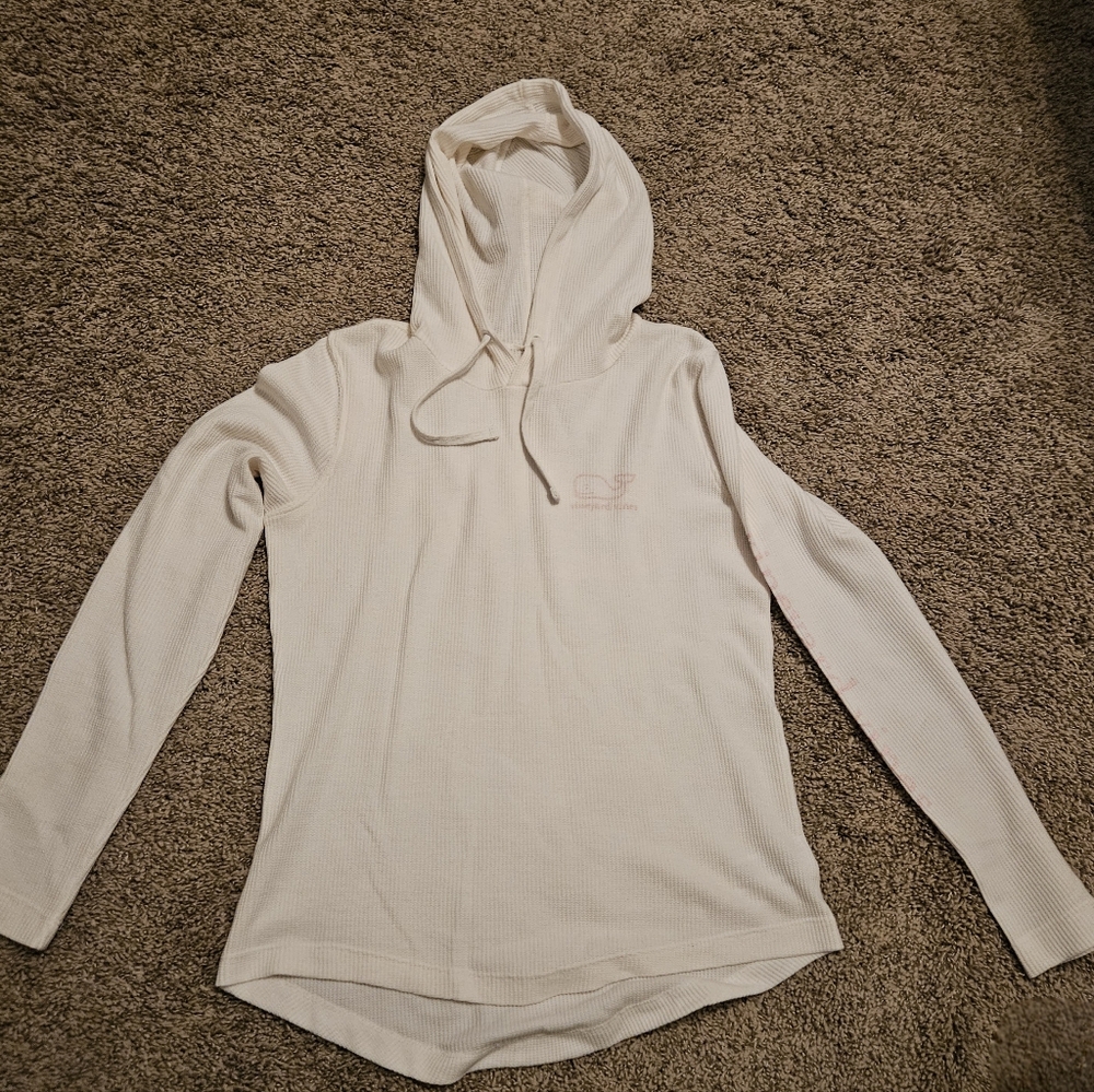 Vineyard Vines Off-White Hooded Long Sleeve T-shirt